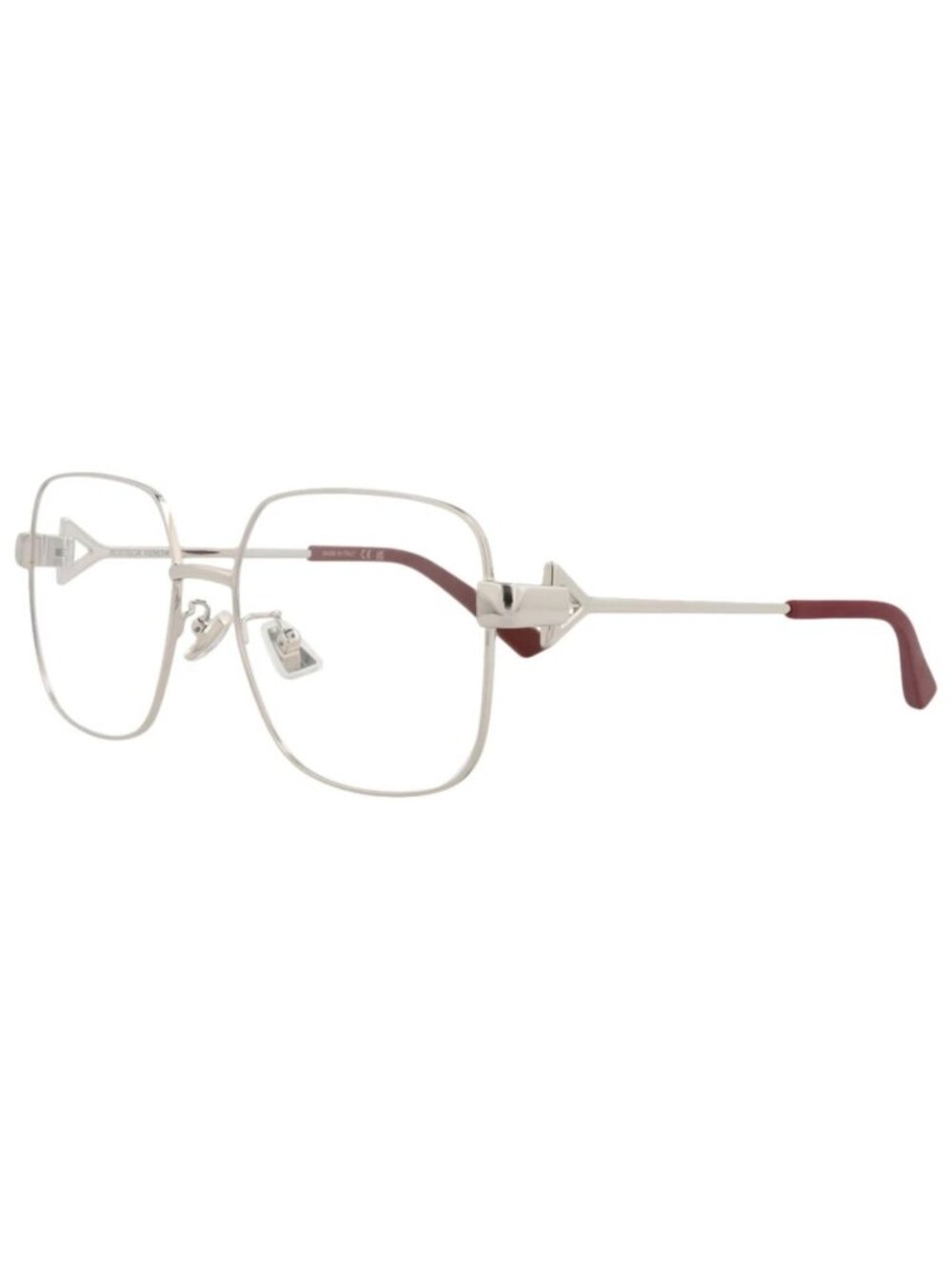 New Bottega Veneta Women's Eyeglasses Square Rectangle Metal Frame Silver Silver